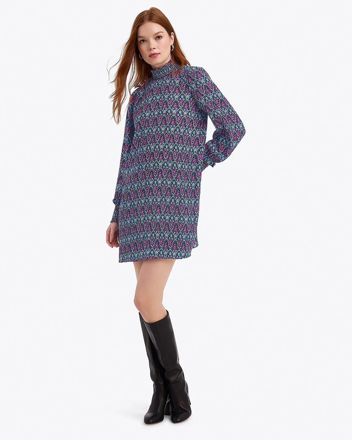 Long-Sleeve Shift Dress