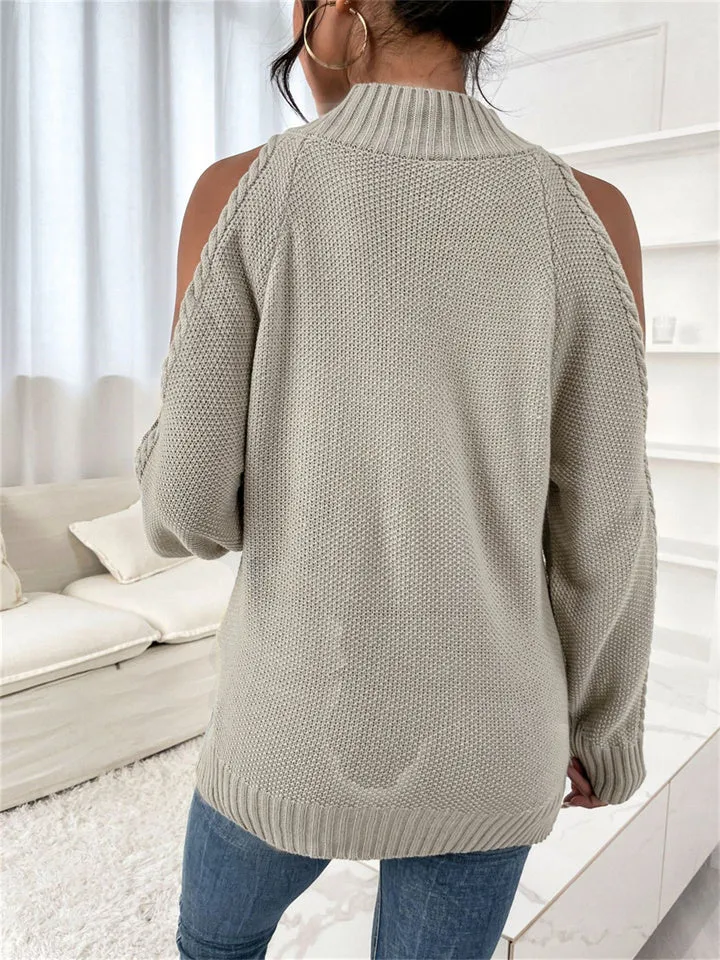 Loose Off-the-shoulder Solid Color Casual Sweater