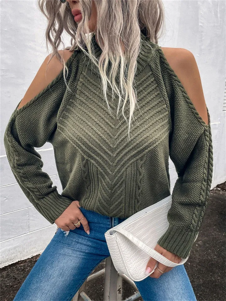 Loose Off-the-shoulder Solid Color Casual Sweater