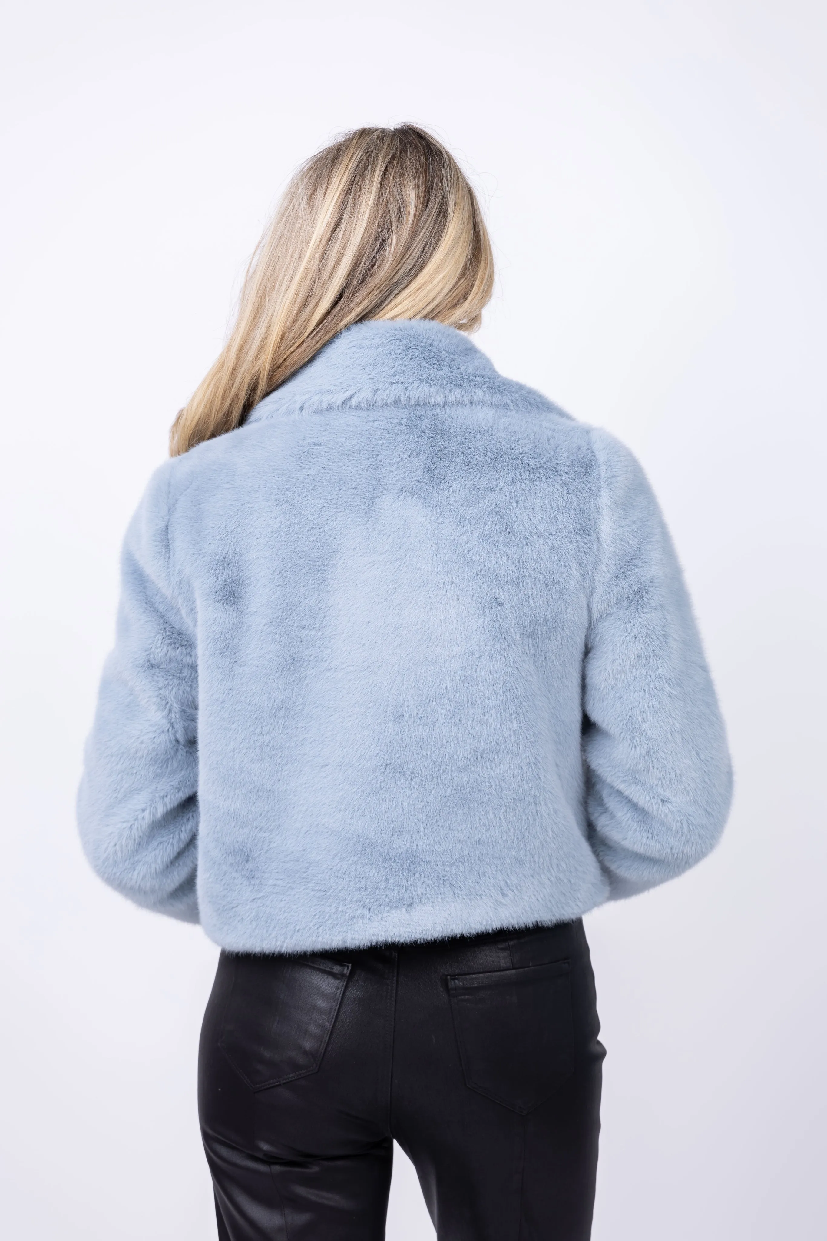 Milly Arya Faux Fur Jacket in Blue