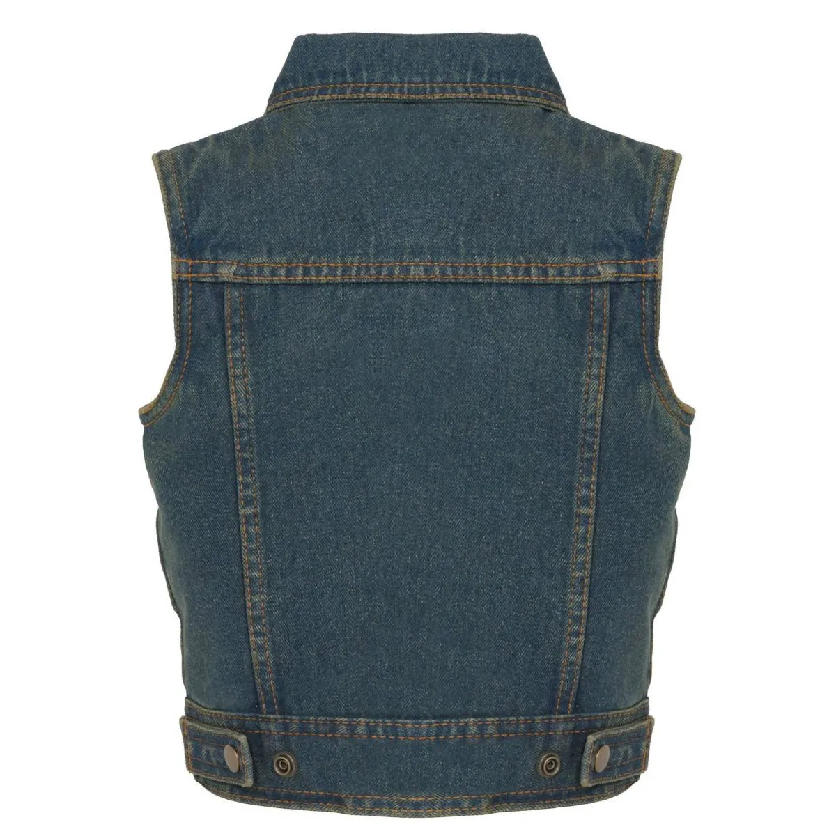 Milwaukee Leather MDK3910 Blue Unisex-Child Kids Denim Snap Front Vest