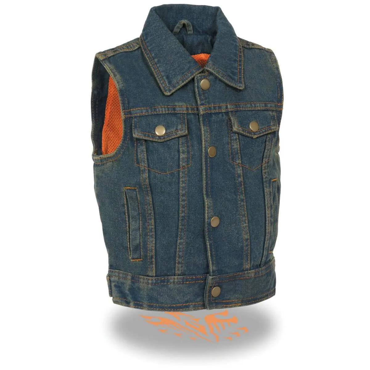 Milwaukee Leather MDK3910 Blue Unisex-Child Kids Denim Snap Front Vest