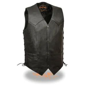 Milwaukee Leather SH1397 Men's Classic Black Leather Side Lace Vest