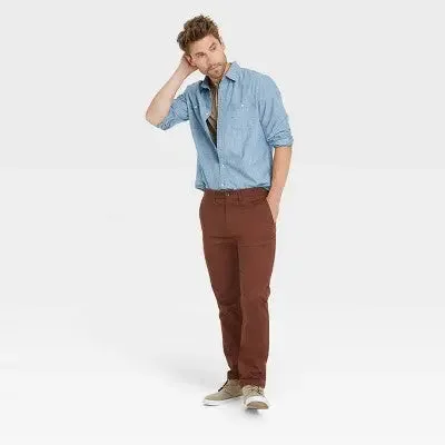 Open Box - Goodfellow & Co Men's Mid Rise Slim Leg Slim Straight Chino Pants Stretch