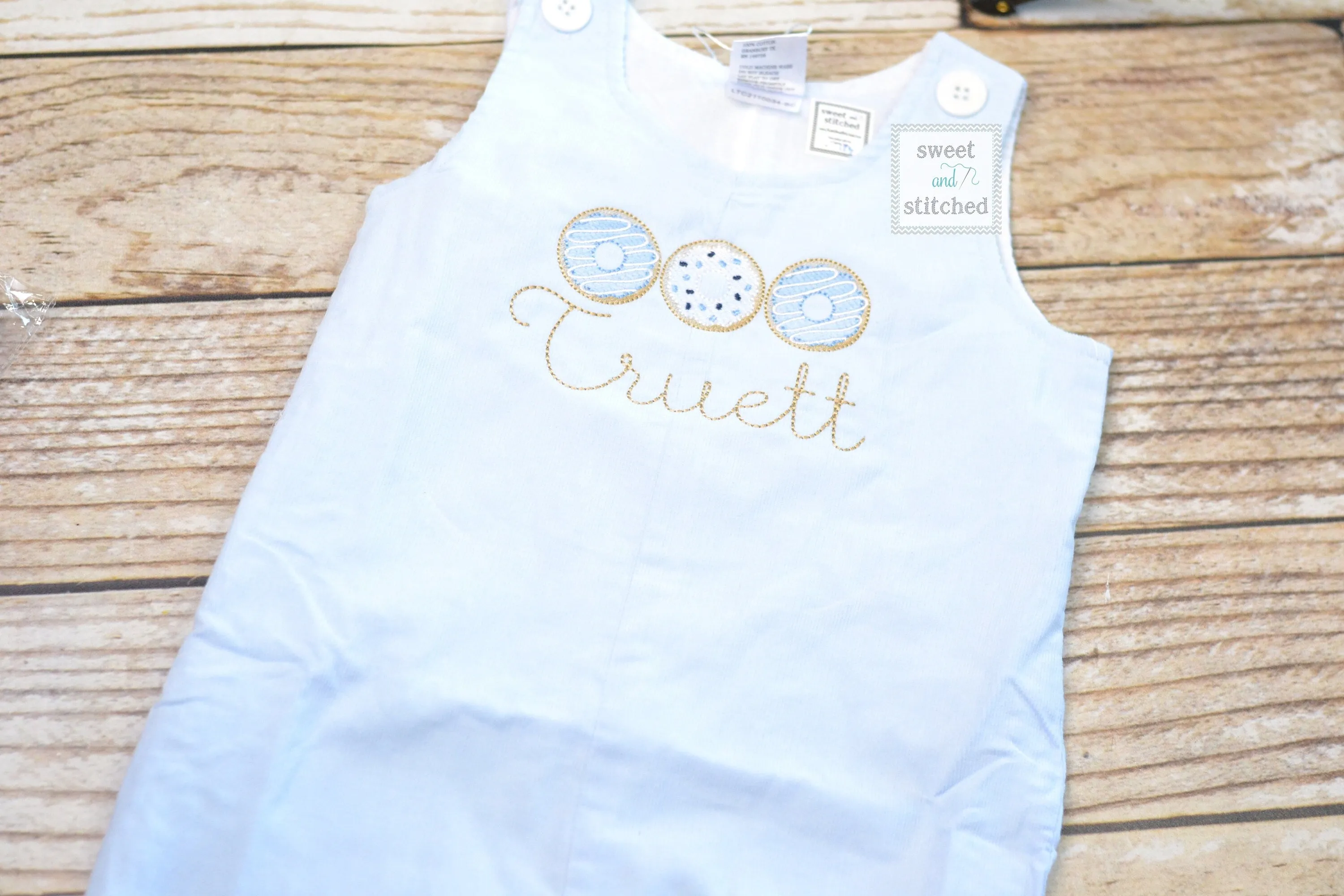 Personalized Boys Corduroy Birthday outfit with donut birthday design and name - Baby Boy cake smash Outfit, donut birthday outfit