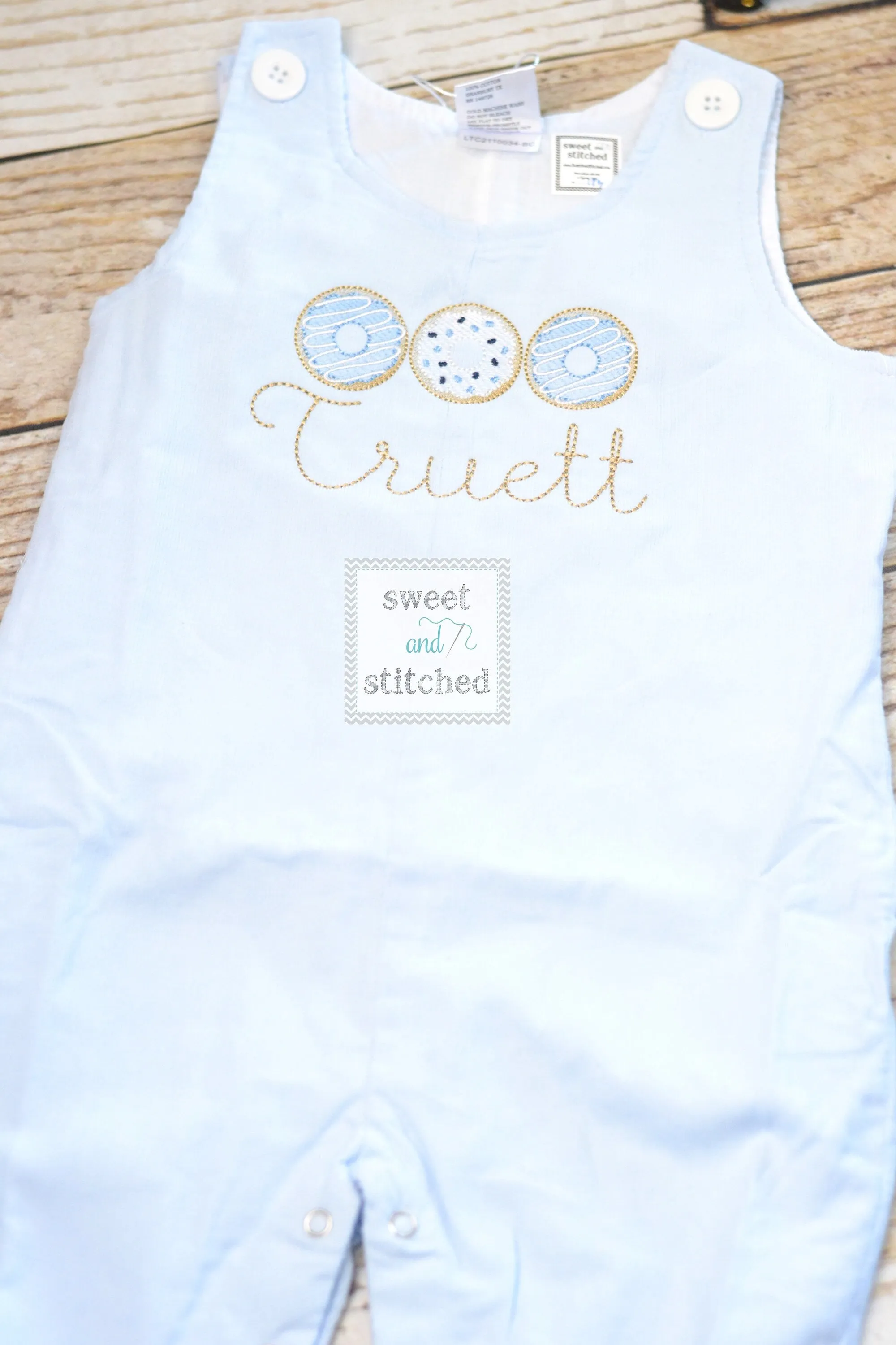 Personalized Boys Corduroy Birthday outfit with donut birthday design and name - Baby Boy cake smash Outfit, donut birthday outfit