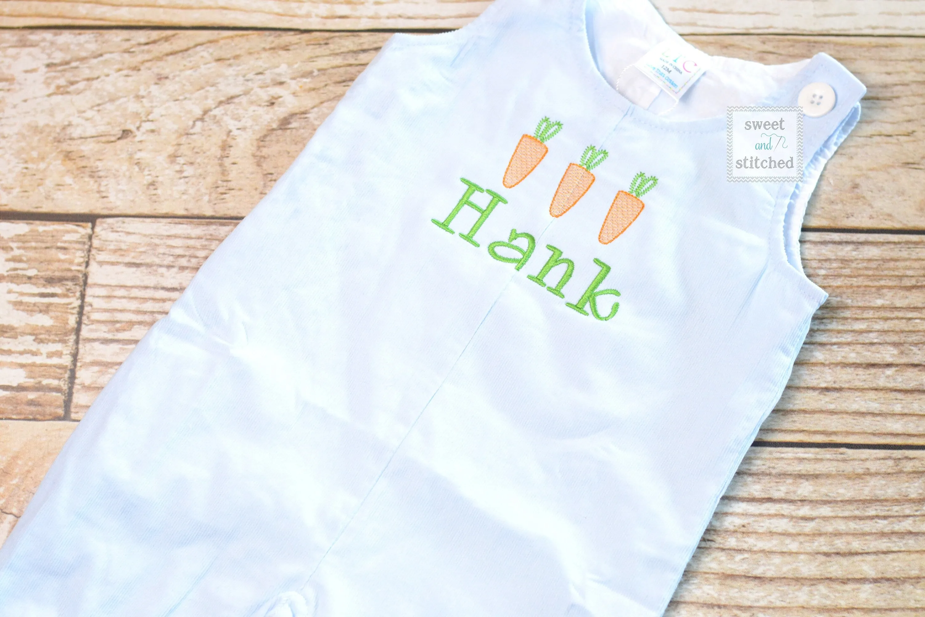 Personalized Boys Corduroy Easter outfit with carrot design and name - Baby Boy Easter Outfit, Easter overalls, Easter monogrammed outfit