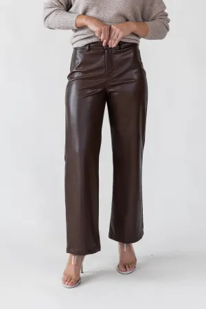 Phebe Brown Faux Leather Pants - Final Sale