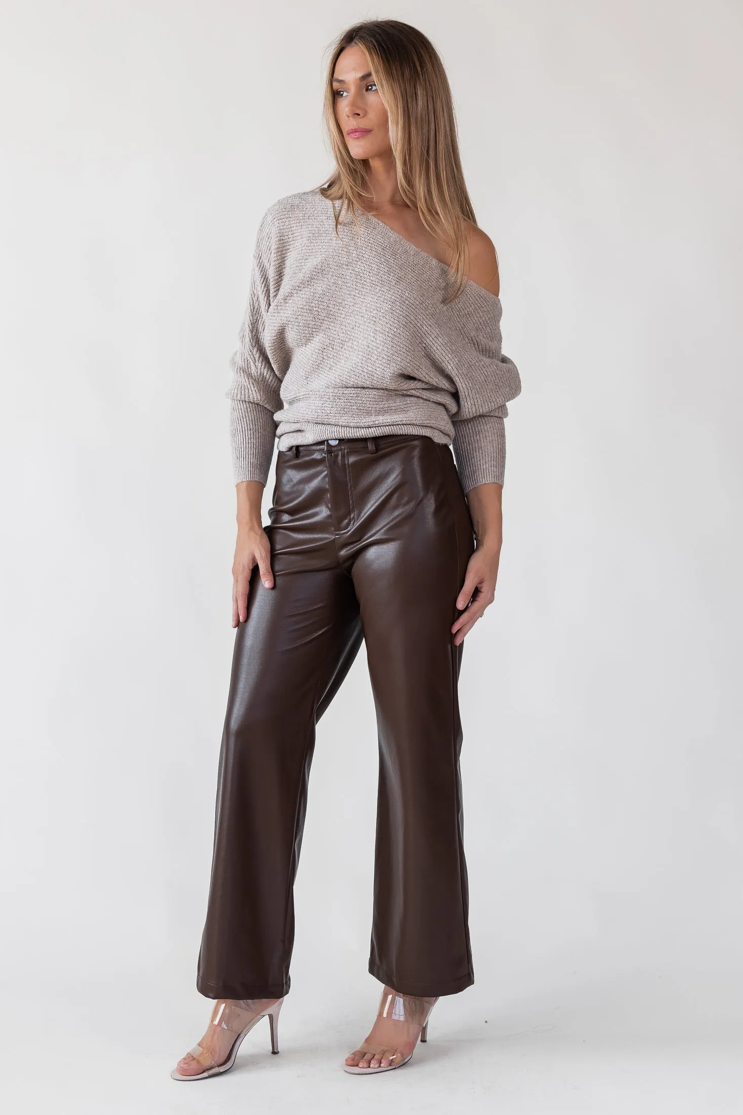 Phebe Brown Faux Leather Pants - Final Sale