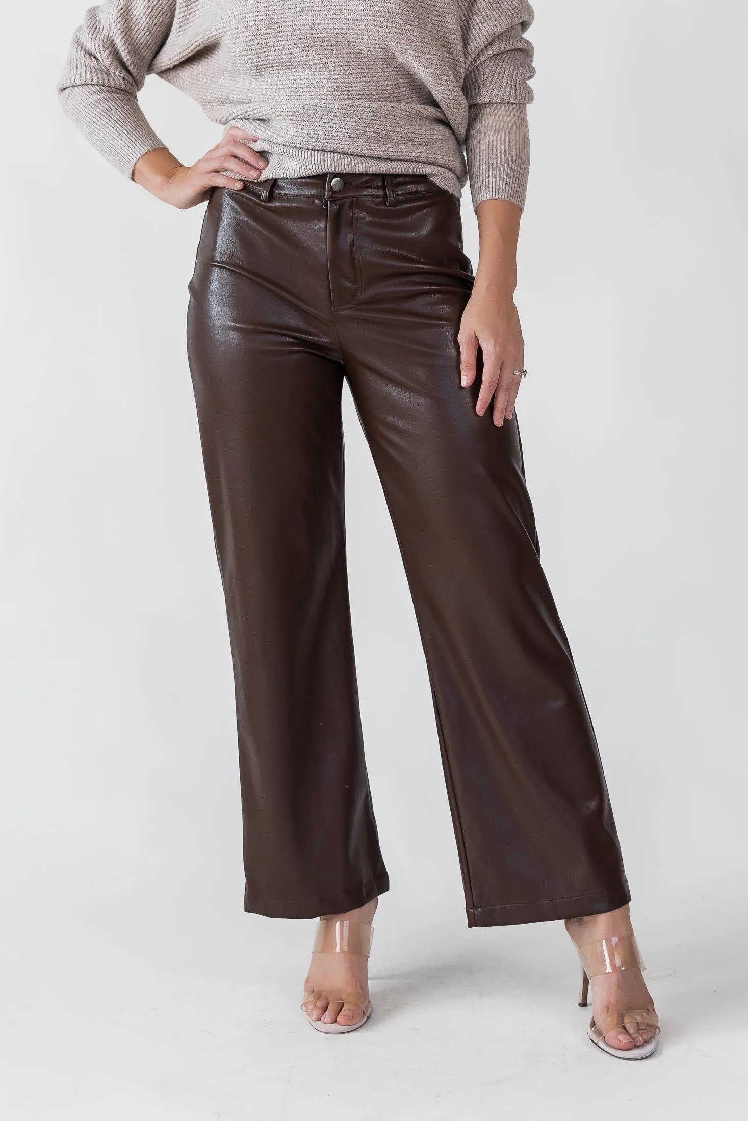 Phebe Brown Faux Leather Pants - Final Sale