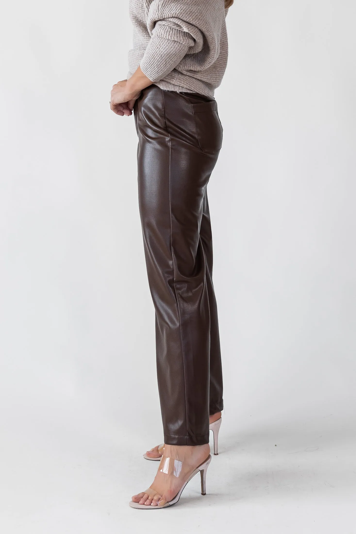 Phebe Brown Faux Leather Pants - Final Sale