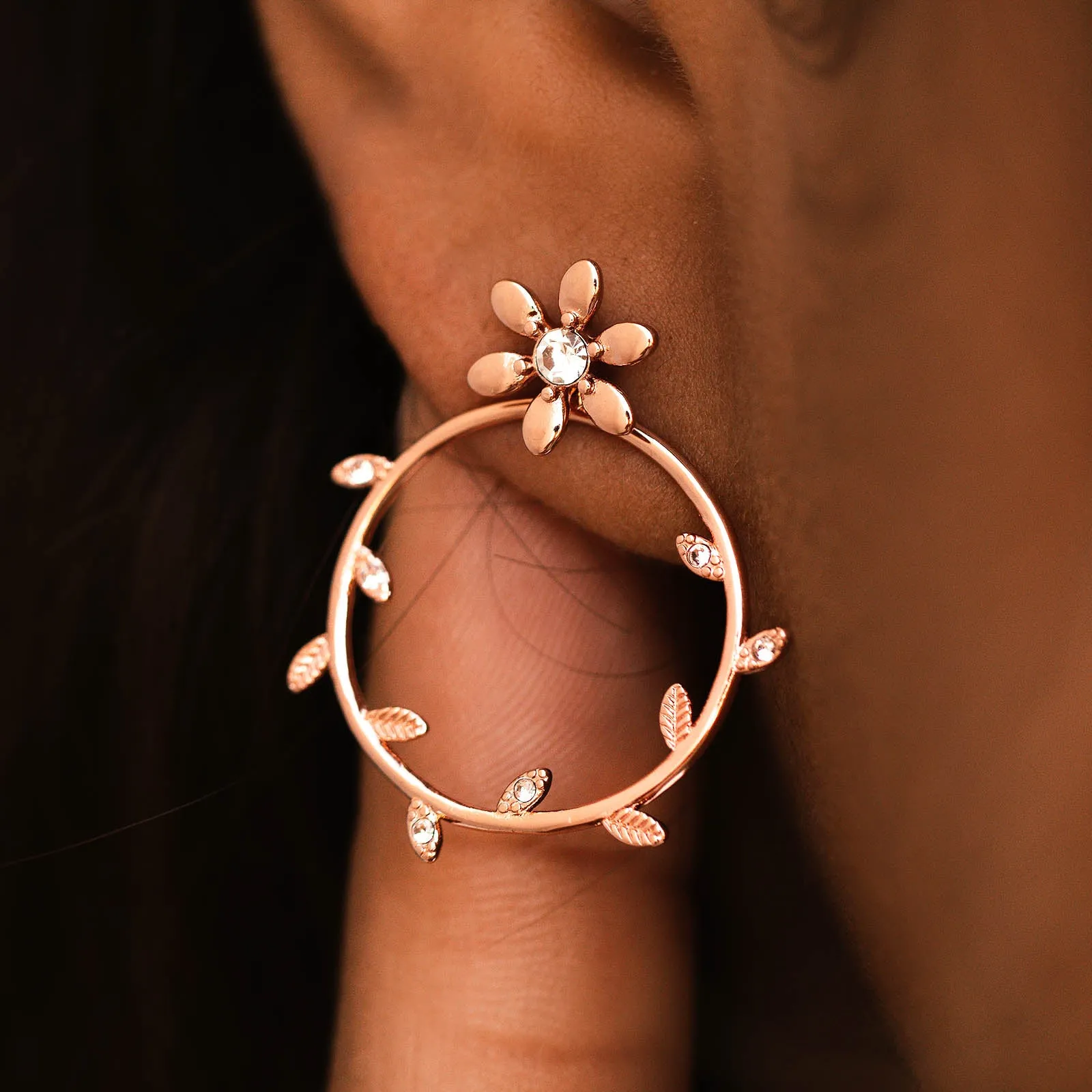 Pretty Petal Flat Hoop Earrings