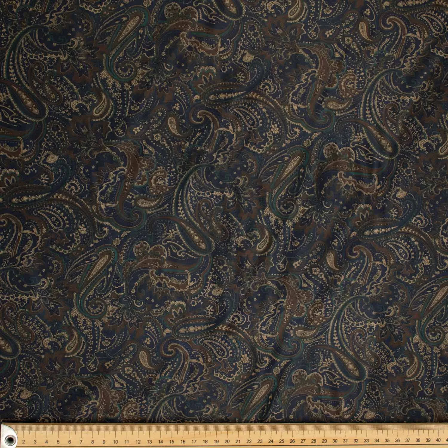 Printed Lining Design-49 Brown Paisley on Navy