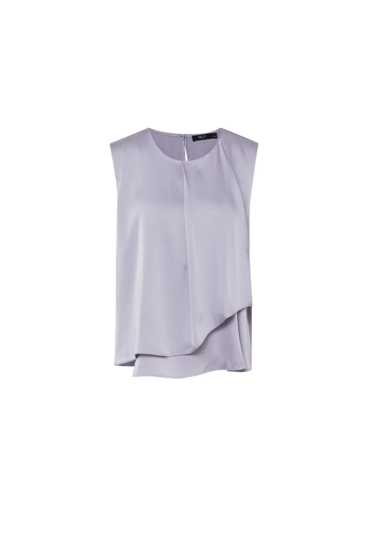 Rhonda Soft Touch Satin Round Neck Waterfall Front Blouse