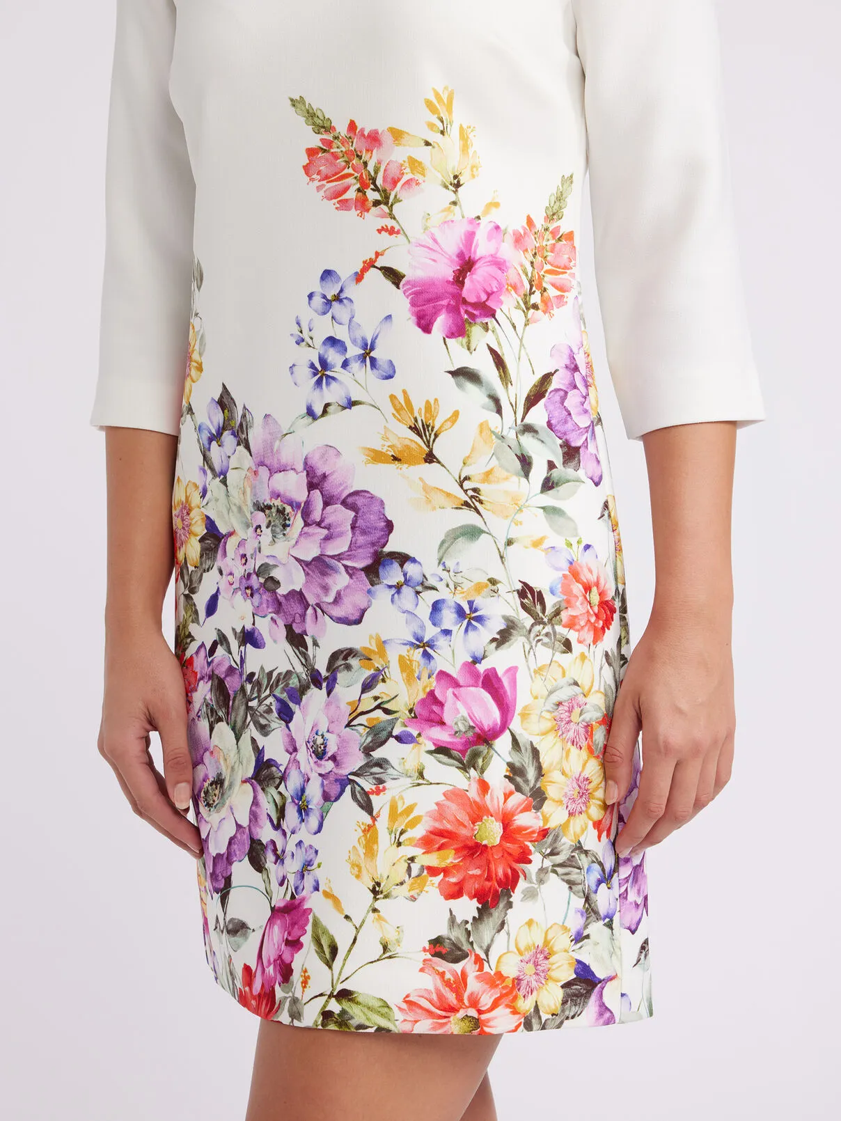 Royal Bloom Shift Dress - Ivory/Multi