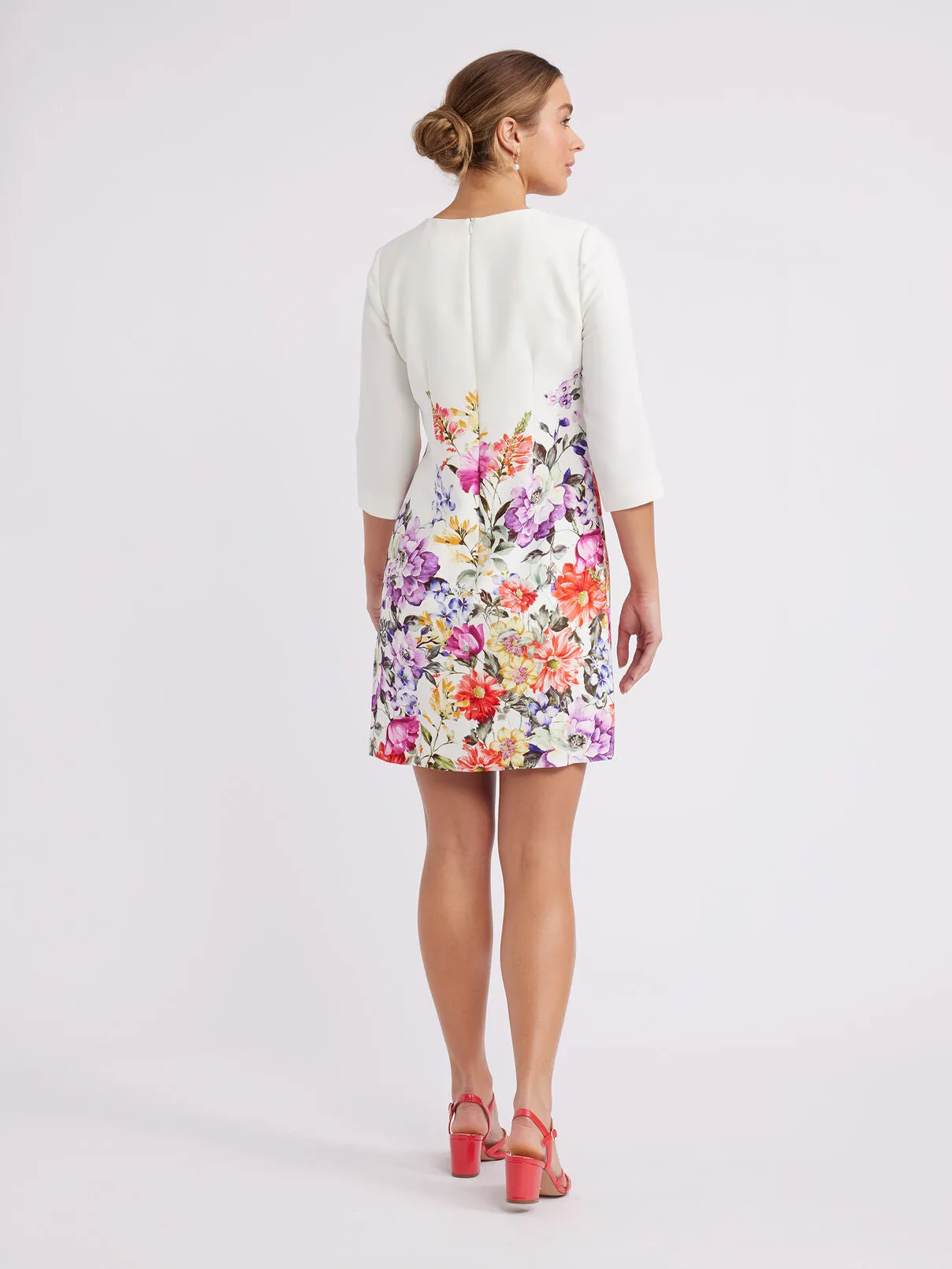 Royal Bloom Shift Dress - Ivory/Multi