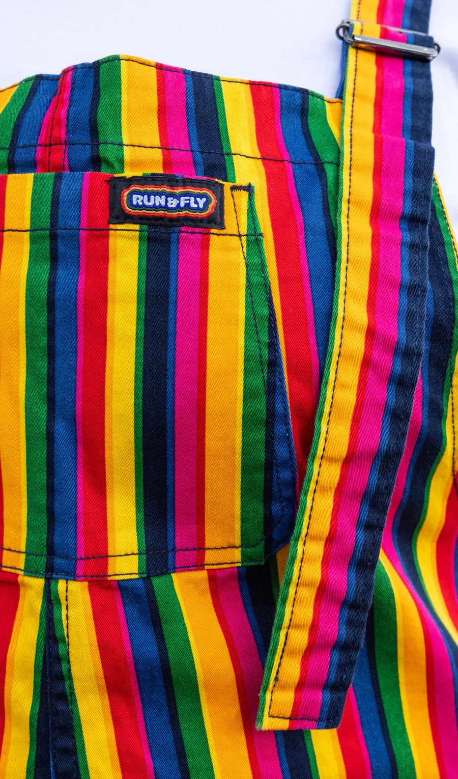 Run & Fly - Rainbow Stripes Stretch Twill Dungarees