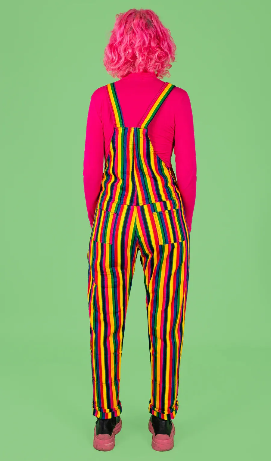 Run & Fly - Rainbow Stripes Stretch Twill Dungarees