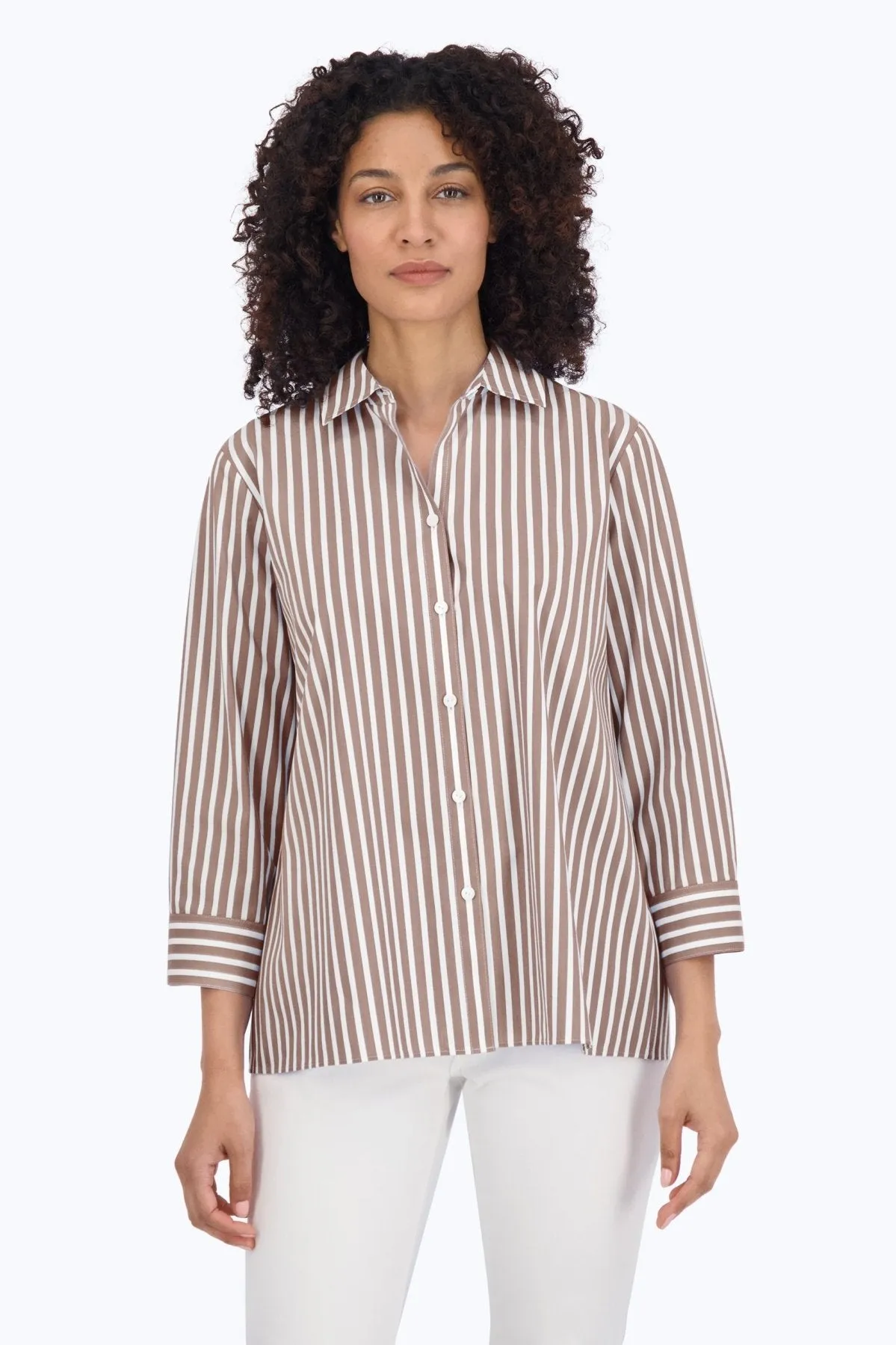 Sandra Stretch No Iron Stripe Shirt