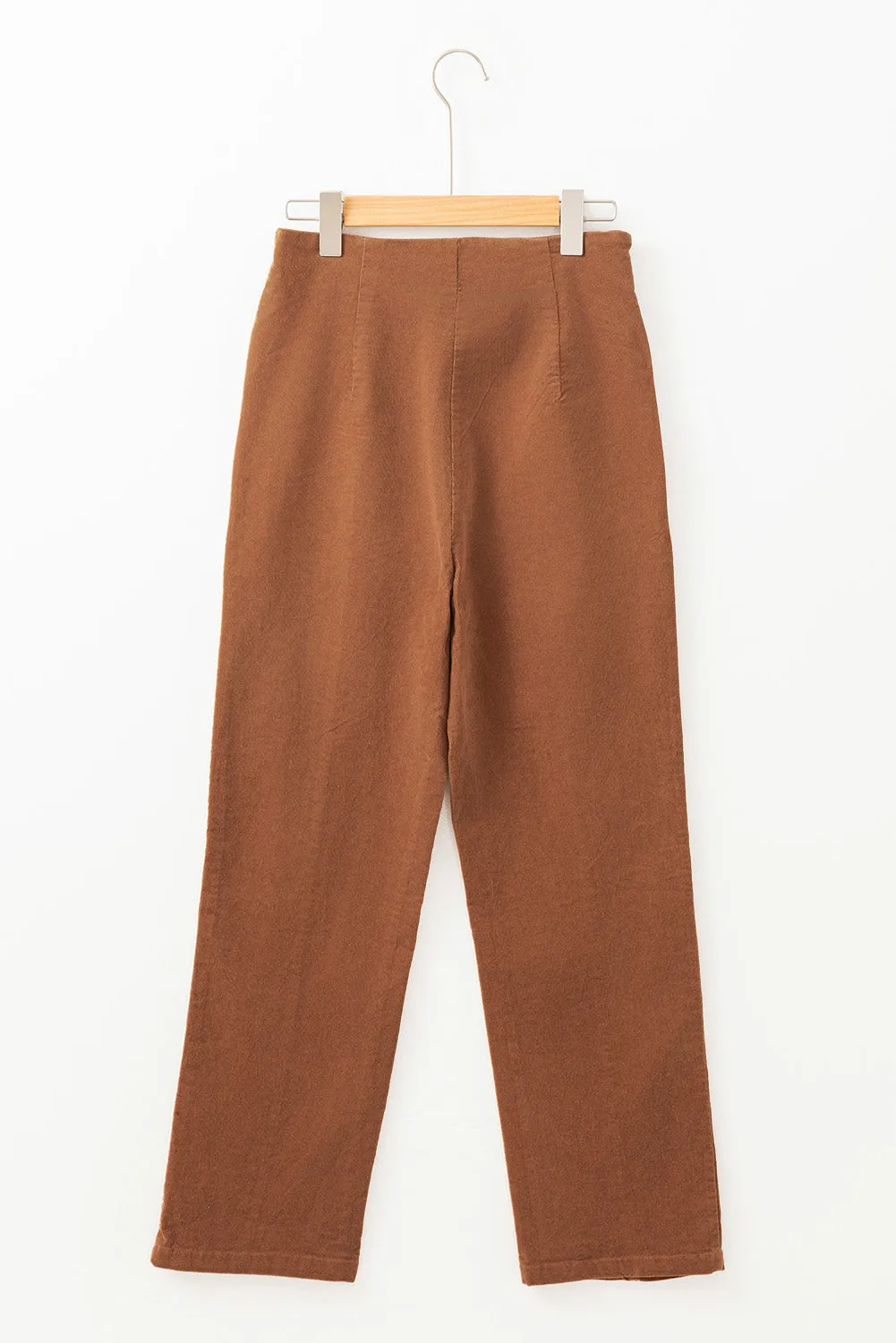 Solid Corduroy Straight Leg Pants