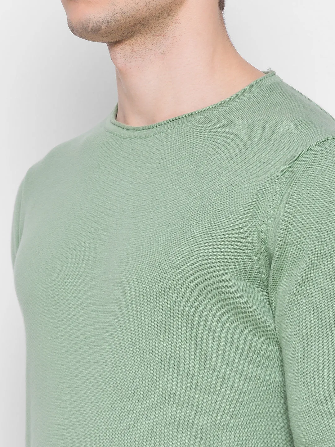 Spykar Green Cotton Men Sweater