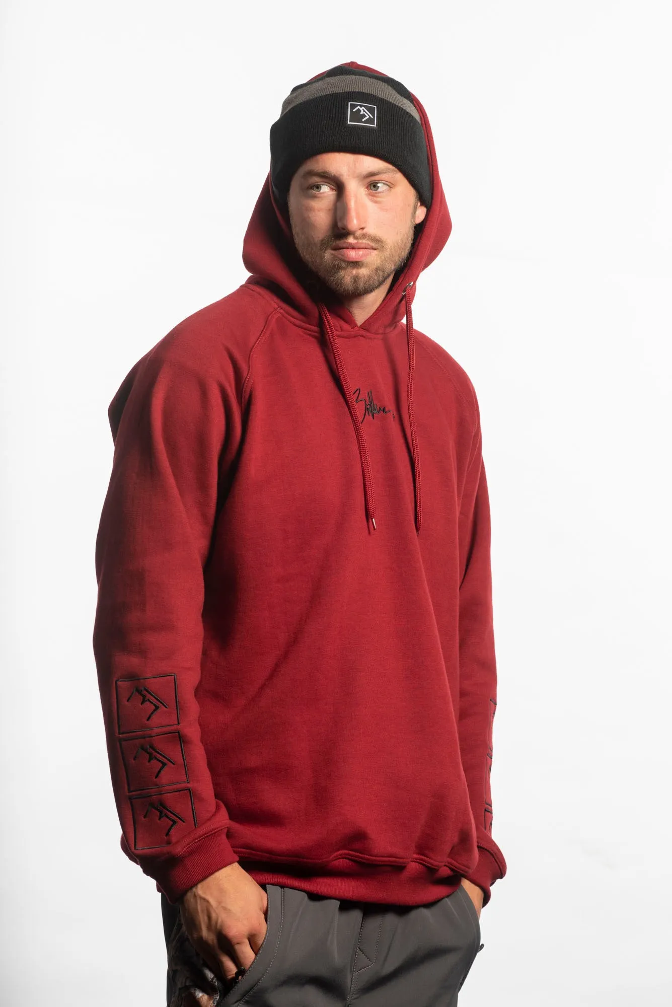 Stacked Hoodie - Deep Red