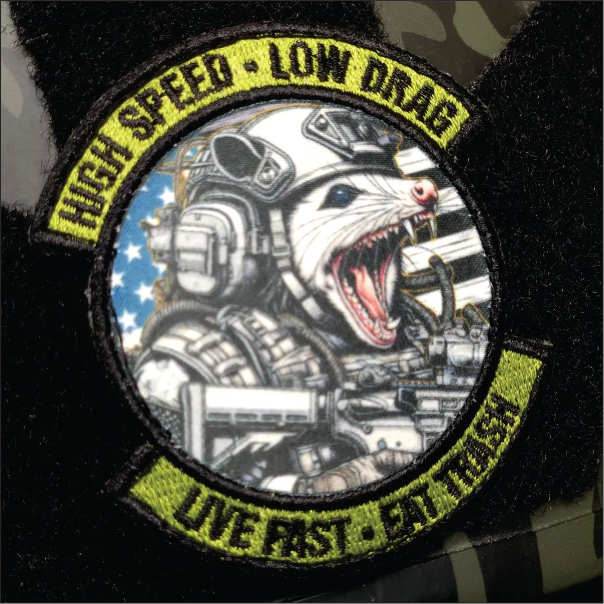 Tactical Possum Street Cat Collection - High Speed - Low Drag - Live Fast - Eat Trash - 3" Embroidered/Sublimated Patch