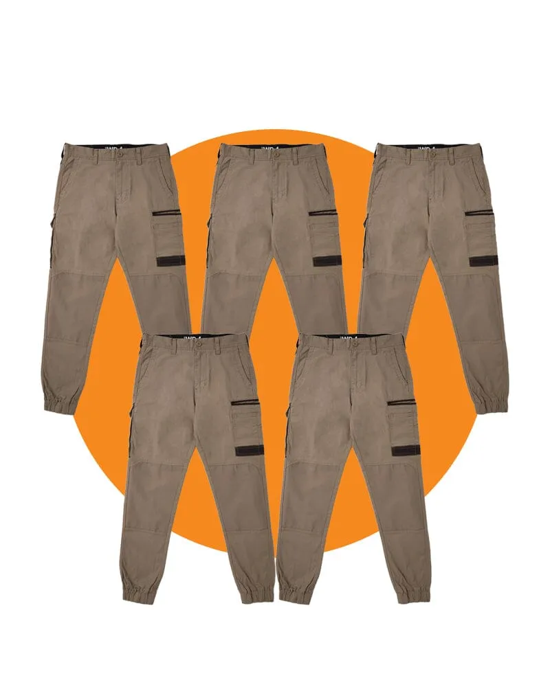 Tradies WP-4 Stretch Cuffed Work Pants 5 Value Pack - Khaki