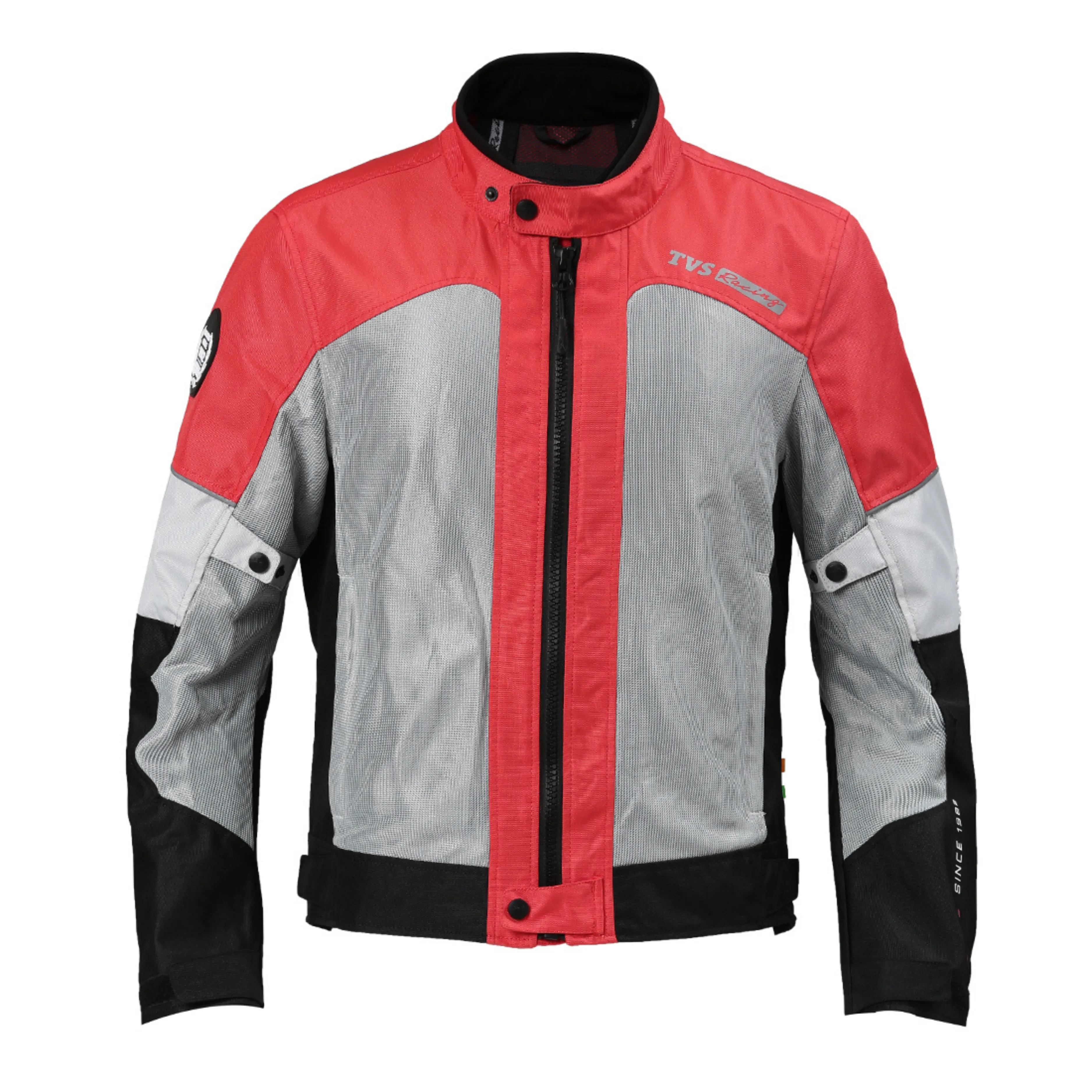 TVS Racing Street Striker Riding Jacket for Men- High Abrasion 600D Polyester, CE Level 2 Armour Protection – Essential Bike Jacket for Bikers (Red)