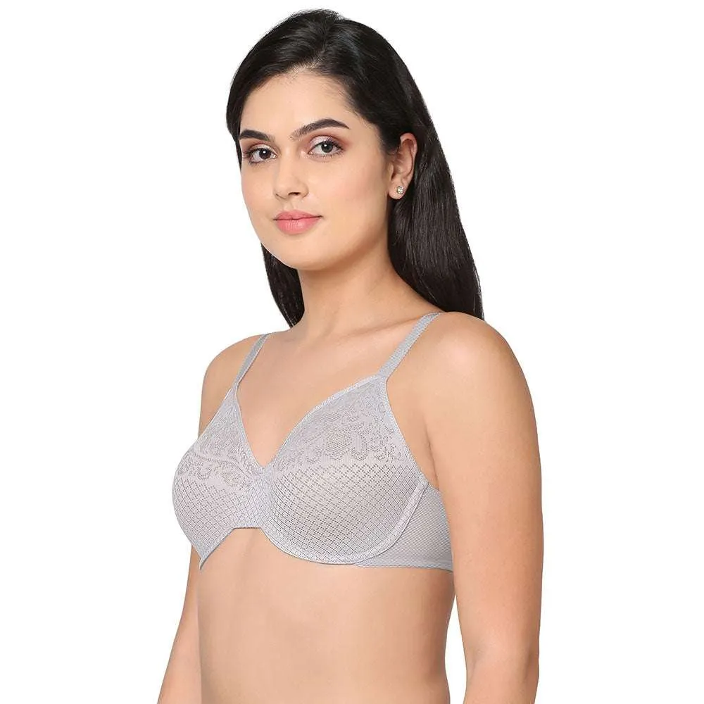 Visual Effects Non Padded Wired Full Cup Everyday Wear Plus Size Full Support Minimizer Bra - Light Grey