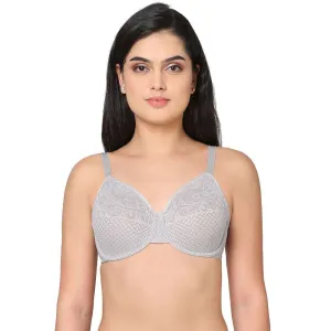 Visual Effects Non Padded Wired Full Cup Everyday Wear Plus Size Full Support Minimizer Bra - Light Grey