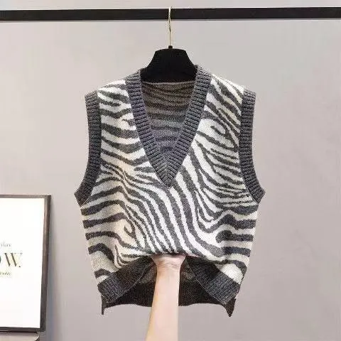 Women V Neck Loose Knitting Vest