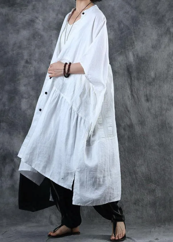 Women white fine crane coats Work Outfits low high design stand collar coats