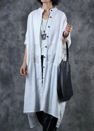 Women white fine crane coats Work Outfits low high design stand collar coats