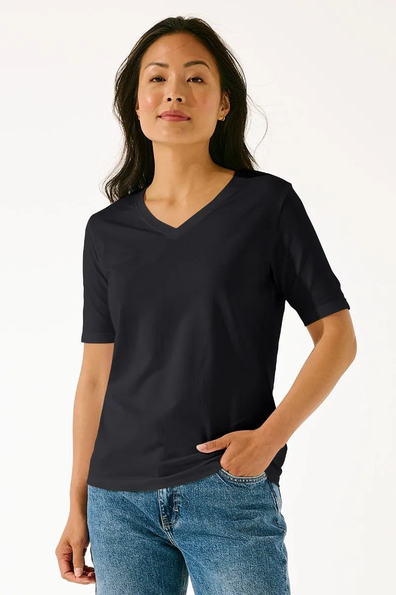 Women's Morada Everyday Short Sleeve V-Neck T-Shirt | Black