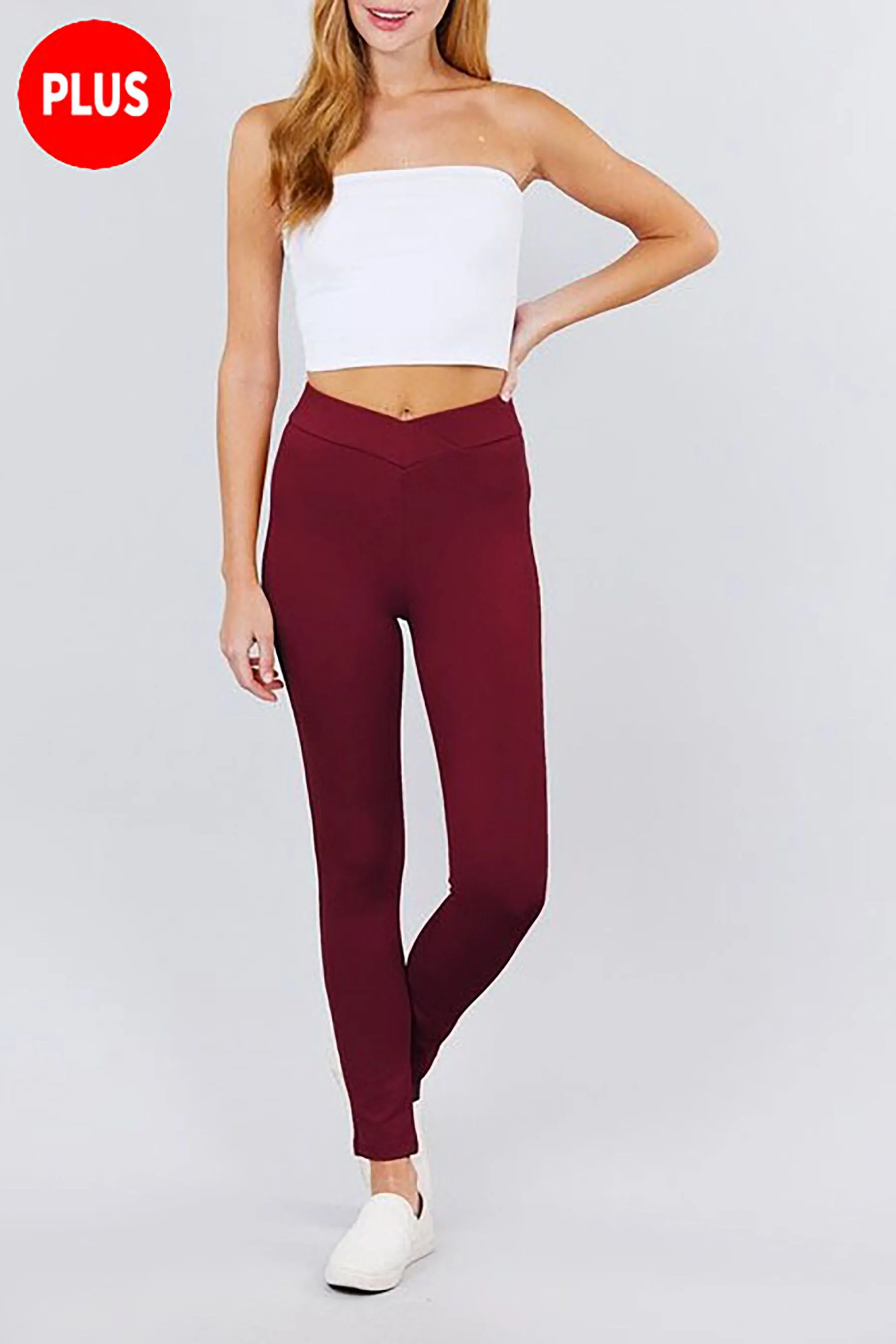 Women's Plus Size Waistband Mid Rise Stretch Ponte Pants