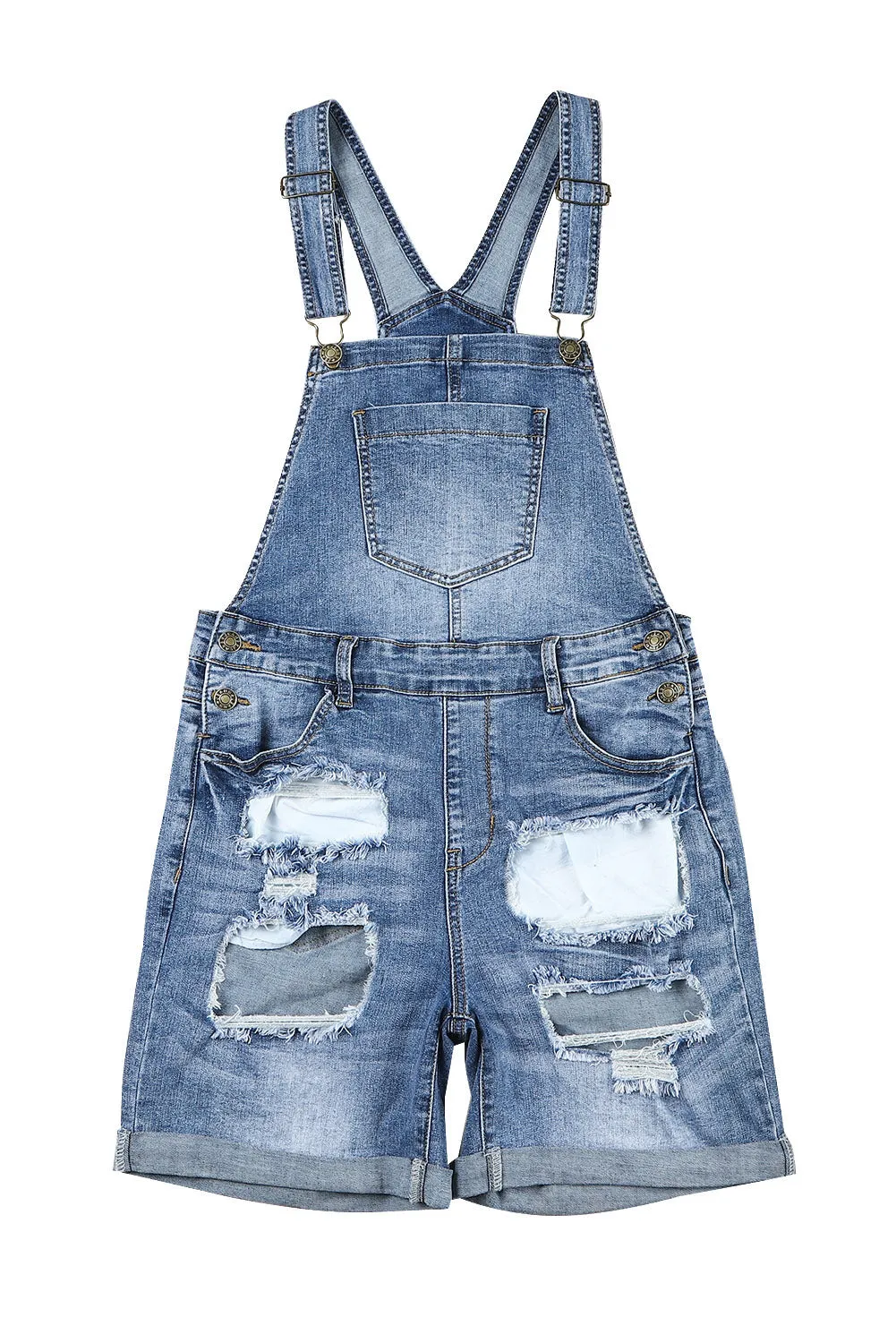 Women's Ripped Short Casual Overalls Bib Overalls Shorts Romper