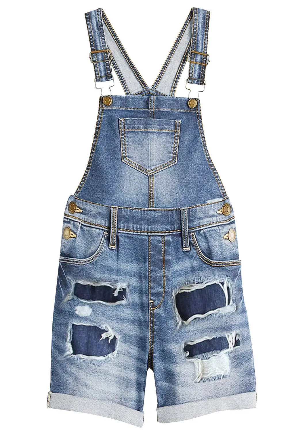 Women's Ripped Short Casual Overalls Bib Overalls Shorts Romper