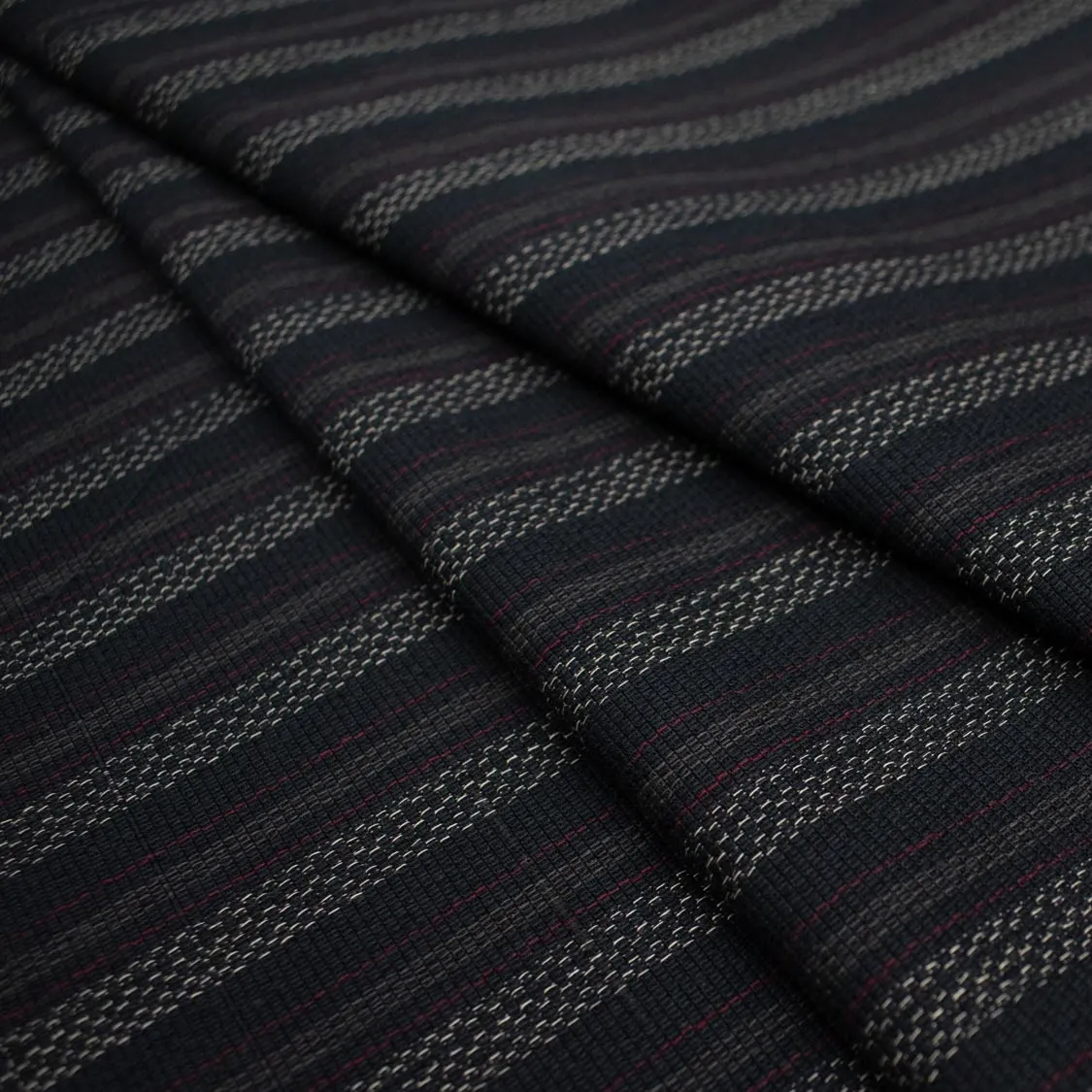 Wool Suiting Medium Weight Design-33 Navy Stripes