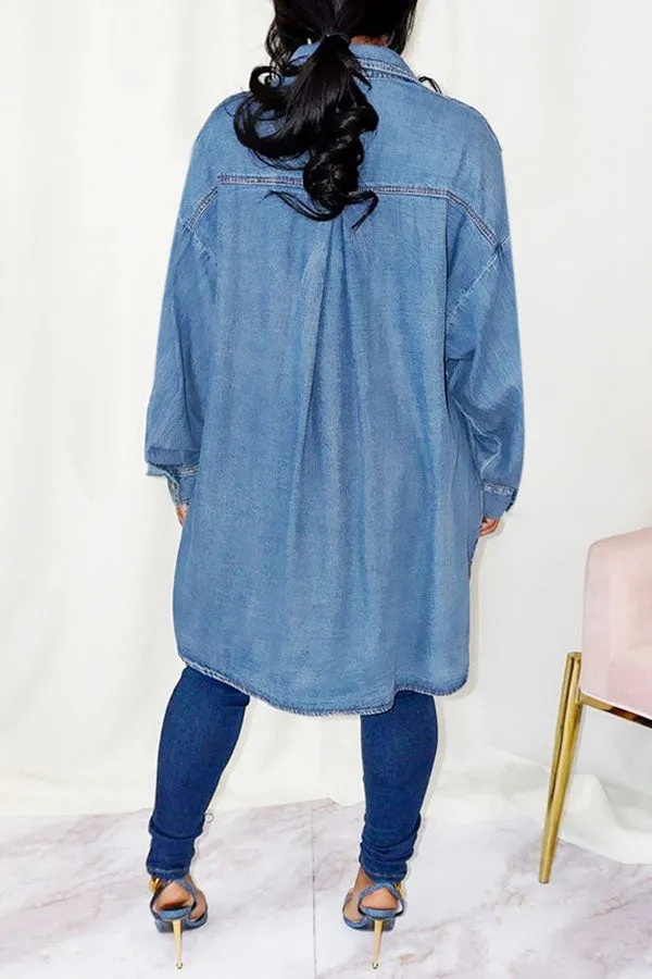 xiangtuibao Denim Casual Single Breasted Coat