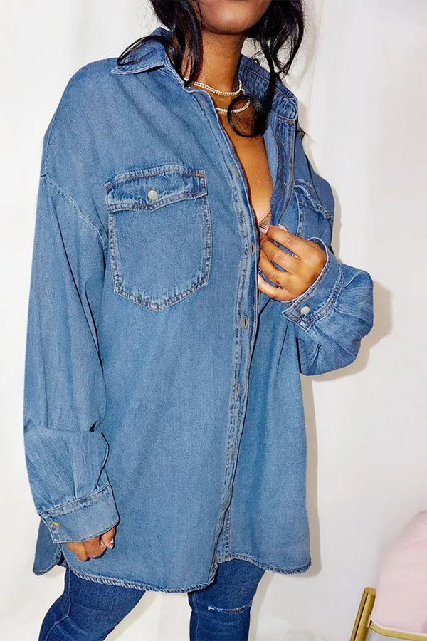 xiangtuibao Denim Casual Single Breasted Coat