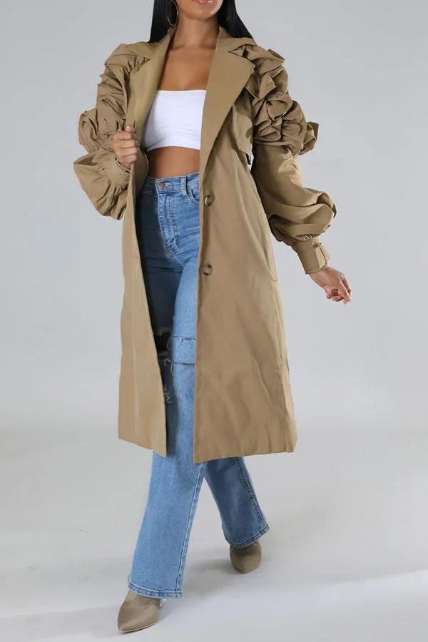 xiangtuibao Stringy Selvedge Design Pretty Belted Trench Coat