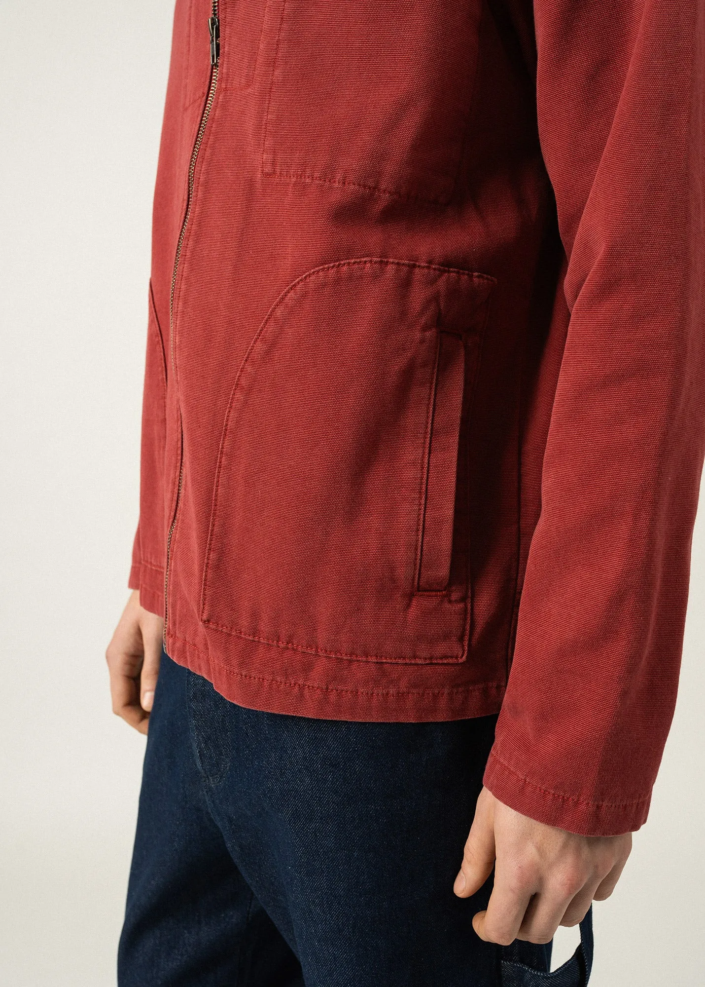 Zephyr smock style jacket - zipped, in cotton canvas (BRIQUE)